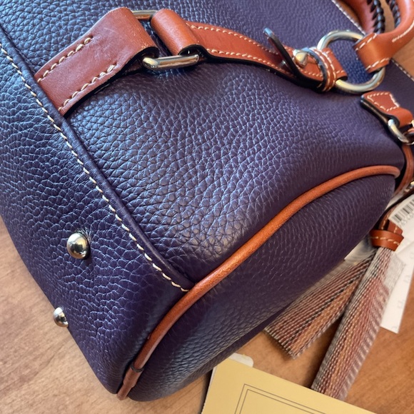 Dooney & Bourke Plum Wine Pebbled Leather Satchel with Whip Stitch - Picture 6 of 16